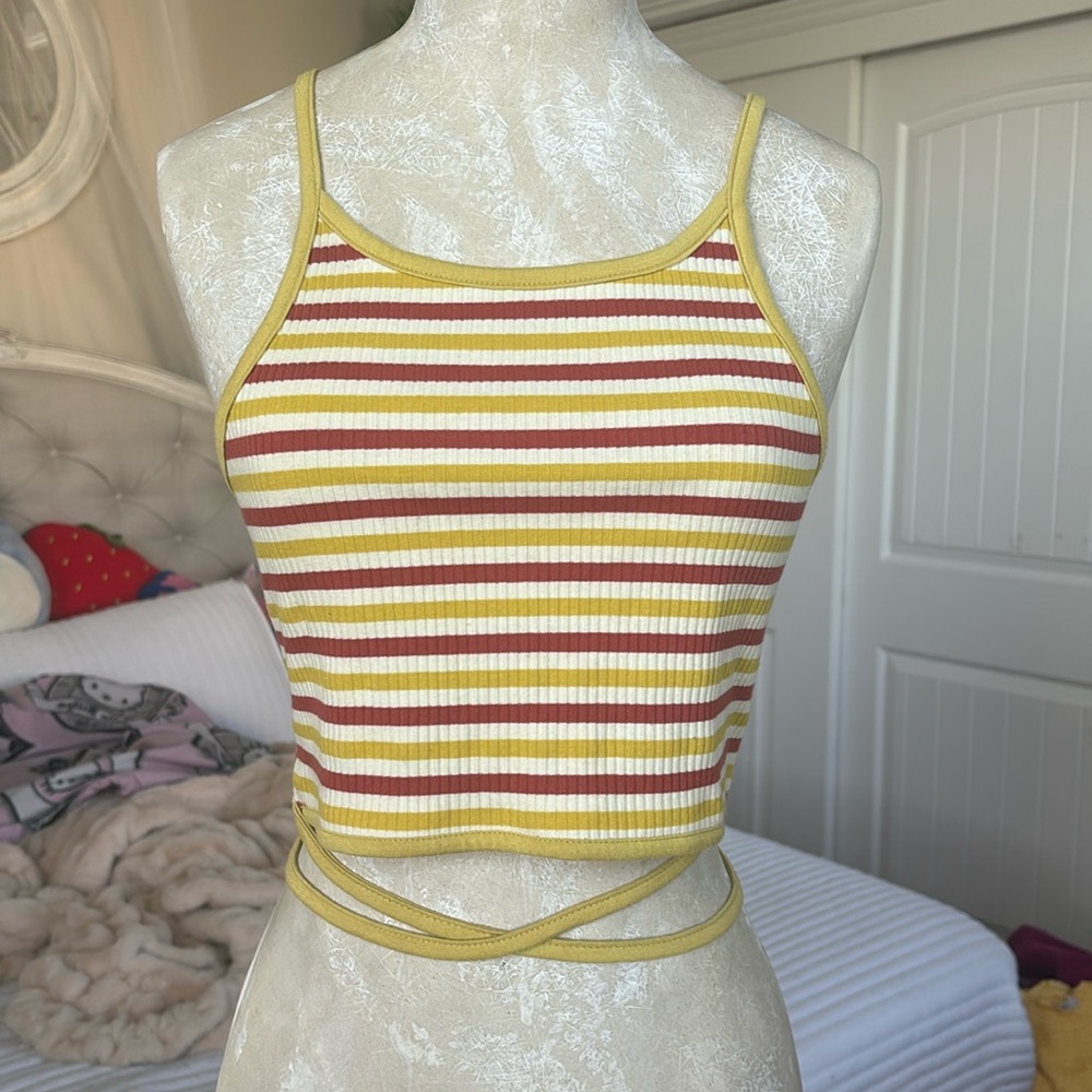 Backless Tie Stripped Tank Top